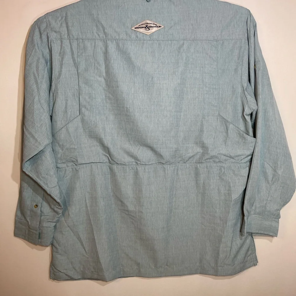 Hook & Tackle L Mens Air/X Fishing Gear Shirt 50 UV Protection Long Sleeve Blue - Picture 2 of 7